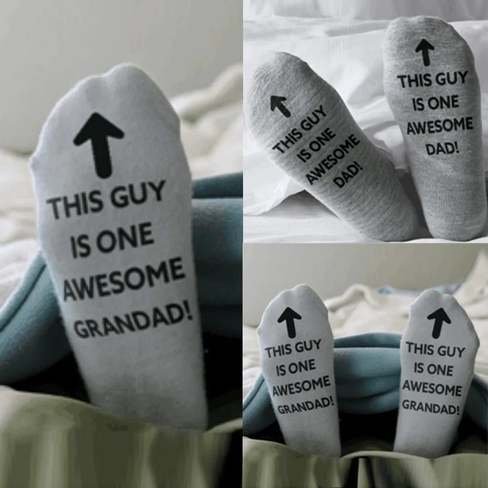 

Men Letter Print Funny Mid Short Socks 'Awesome Dad' Father Gift Stockings Calcetines Hombre носки мужские Skarpetki